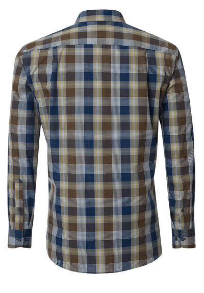 Produktbild fr 'REDMOND Casual Modern Fit Hemd Langarm New Kent Kragen Karo braun'