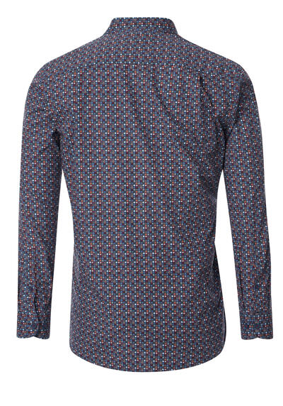 Produktbild fr 'REDMOND Casual Comfort Fit Hemd Langarm Button Down Kragen Muster dunkelblau'