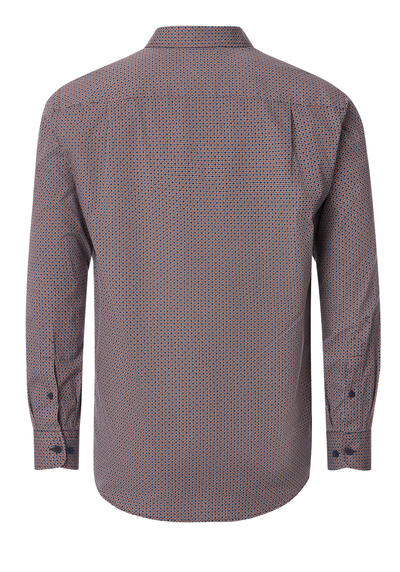 Produktbild fr 'REDMOND Casual Comfort Fit Hemd Langarm Button Down Kragen Muster rot'