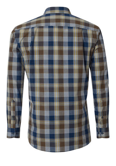 Produktbild fr 'REDMOND Casual Comfort Fit Hemd Langarm New Kent Kragen Karo braun'