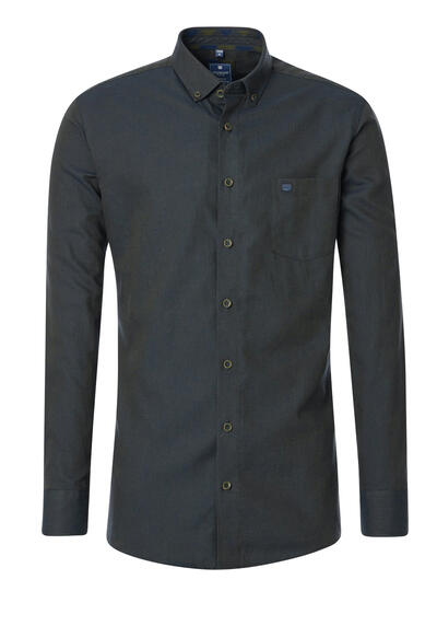 REDMOND Casual Comfort Fit Hemd Langarm Button Down Kragen Flanell grn