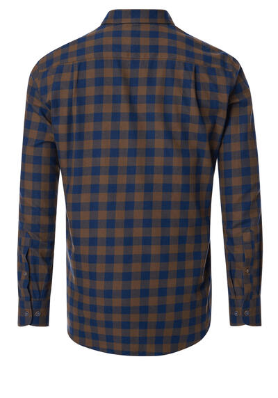 Produktbild fr 'REDMOND Casual Comfort Fit Hemd Langarm Button Down Kragen Flanell Karo braun'