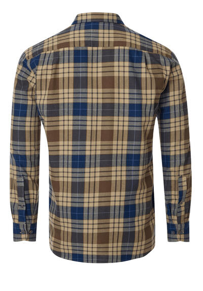 Produktbild fr 'REDMOND Casual Comfort Fit Hemd Langarm New Kent Kragen Flanell Karo braun'