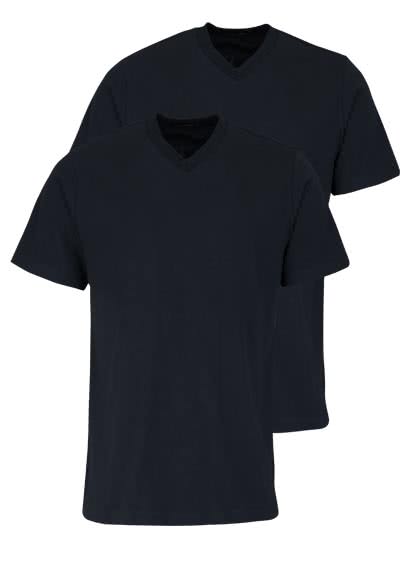 SCHIESSER Halbarm American T-Shirt V-Ausschnitt Doppelpack schwarz