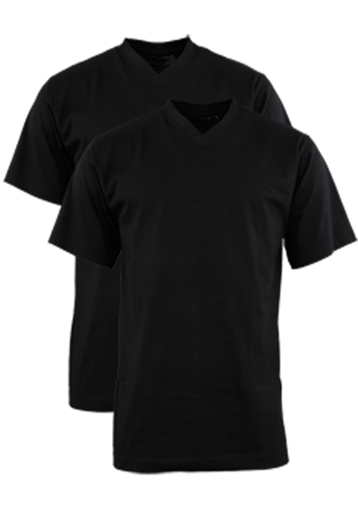 SCHIESSER Halbarm American T-Shirt V-Ausschnitt Doppelpack schwarz