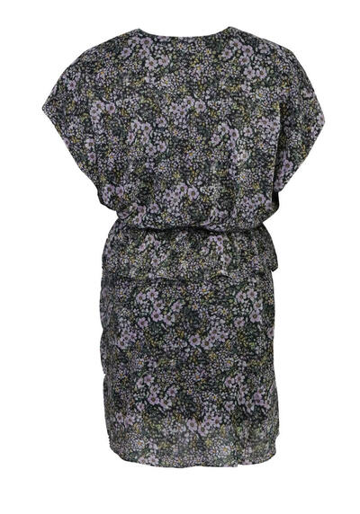 Produktbild fr 'SET Kurzarm Kleid Wickel-Optik Rschen Muster lila'