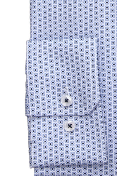 SEIDENSTICKER Slim Fit Hemd Langarm New Kent Kragen Muster blau