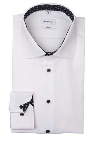 SEIDENSTICKER Regular Hemd extra langer Arm New Kent Kragen Twill wei