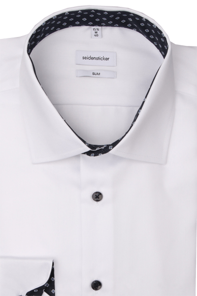 Produktbild fr 'SEIDENSTICKER Slim Hemd extra langer Arm New Kent Kragen Twill wei'