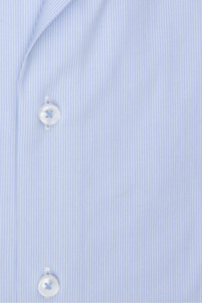 SEIDENSTICKER Slim Fit Hemd extra langer Arm New Kent Kragen Streifen hellblau