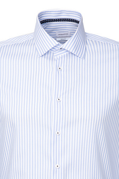 SEIDENSTICKER Regular Hemd extra langer Arm Streifen hellblau