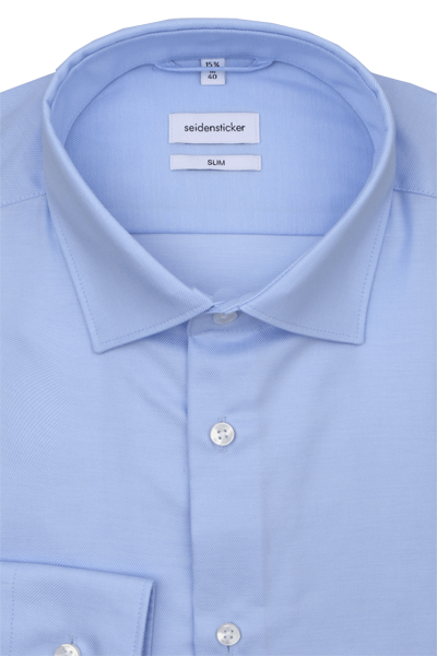 Produktbild fr 'SEIDENSTICKER Slim Hemd extra langer Arm Twill eisblau'