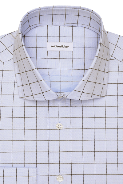 Produktbild f�r 'SEIDENSTICKER Slim Hemd Langarm Haifischkragen Karo blau'