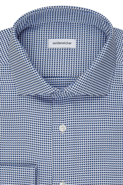 Produktbild f�r 'SEIDENSTICKER Shaped Hemd Langarm Haifischkragen Muster blau'