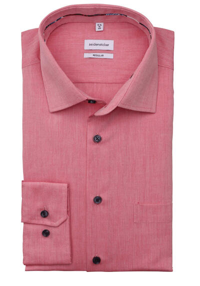 SEIDENSTICKER Regular Hemd Langarm Haifischkragen Chambray rot