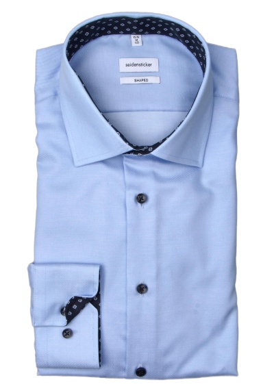 Produktbild für 'SEIDENSTICKER Shaped Hemd extra langer Arm New Kent Kragen Twill hellblau'