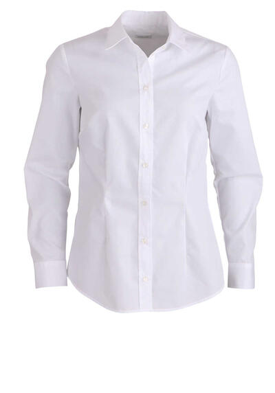 SEIDENSTICKER Slim Bluse Langarm Hemdkragen Popeline wei�
