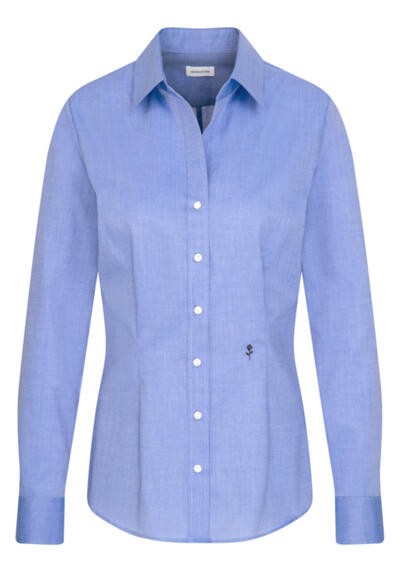 Produktbild f&uuml;r 'SEIDENSTICKER Slim Bluse Langarm Offener Kragen Fil a Fil mittelblau'