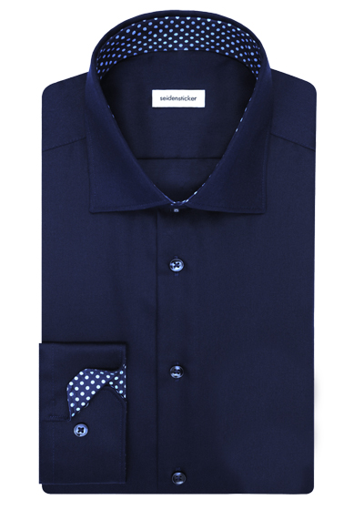 Produktbild f&uuml;r 'SEIDENSTICKER Slim Hemd Langarm New Kent Kragen Feintwill navy'