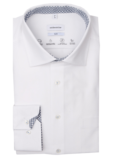 Produktbild für 'SEIDENSTICKER Slim Performance Hemd Langarm New Kent Kragen Twill wei'