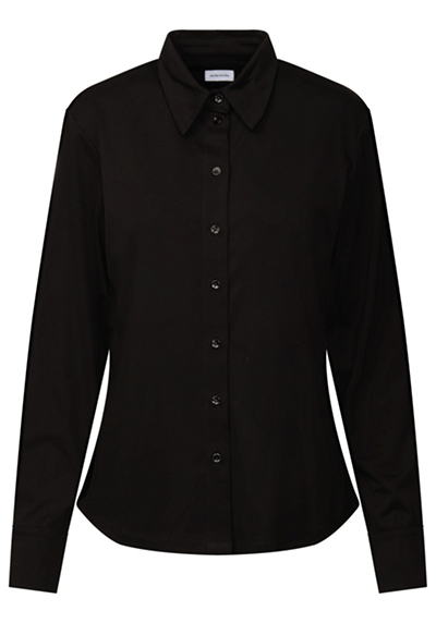 SEIDENSTICKER Regular Fit Bluse Langarm Hemdenkragen Jersey schwarz