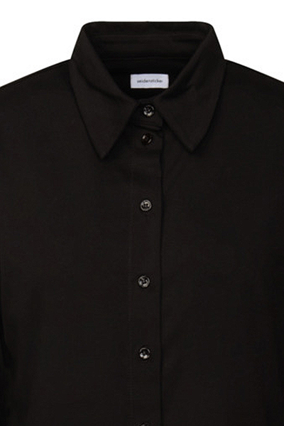 SEIDENSTICKER Regular Fit Bluse Langarm Hemdenkragen Jersey schwarz