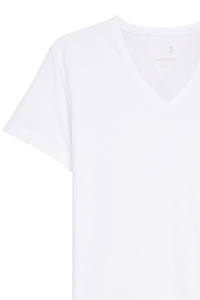 SEIDENSTICKER T-Shirt Halbarm V-Ausschnitt wei