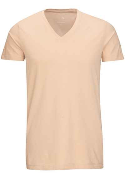 SEIDENSTICKER T-Shirt Halbarm V-Ausschnitt beige