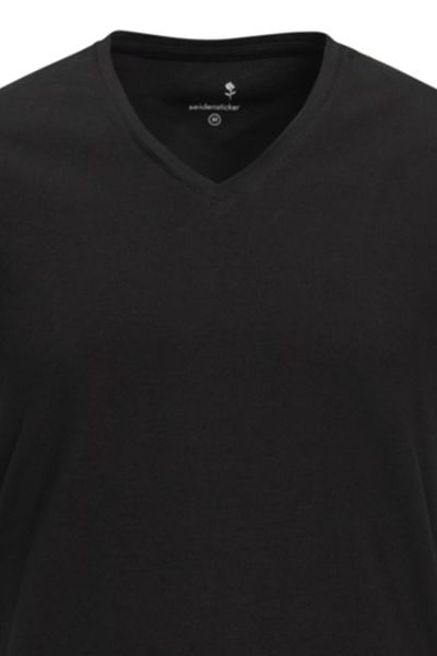 SEIDENSTICKER T-Shirt Halbarm V-Ausschnitt schwarz