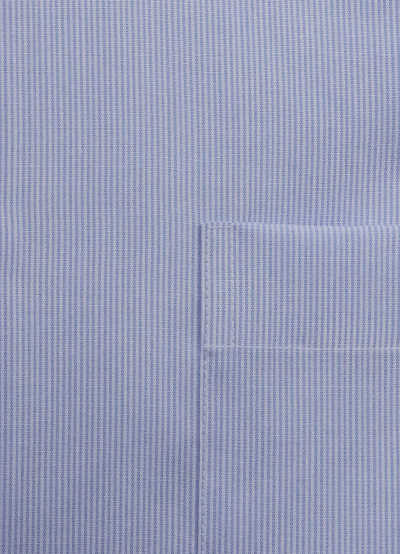 SEIDENSTICKER Regular Hemd Langarm New Kent Kragen Streifen hellblau