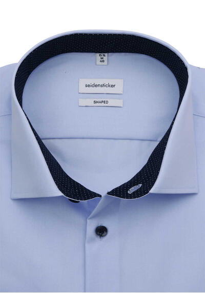 Produktbild f�r 'SEIDENSTICKER Shaped Hemd extra langer Arm Langarm Popeline New Kent Kragen hellblau'