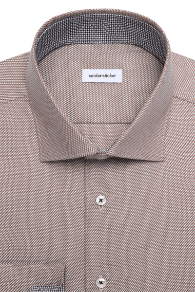 Produktbild f�r 'SEIDENSTICKER Slim Hemd Langarm New Kent Kragen Struktur braun'
