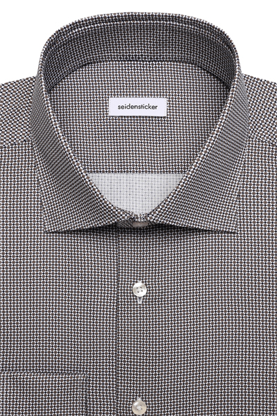 Produktbild f�r 'SEIDENSTICKER Slim Hemd Langarm New Kent Kragen Muster braun'