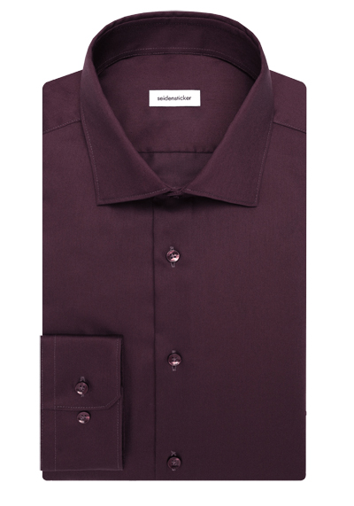 Produktbild f�r 'SEIDENSTICKER Slim Fit Hemd Langarm New Kent Kragen aubergine'