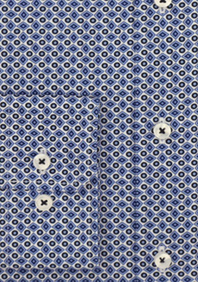 SEIDENSTICKER Slim Fit Hemd Langarm New Kent Kragen Muster blau