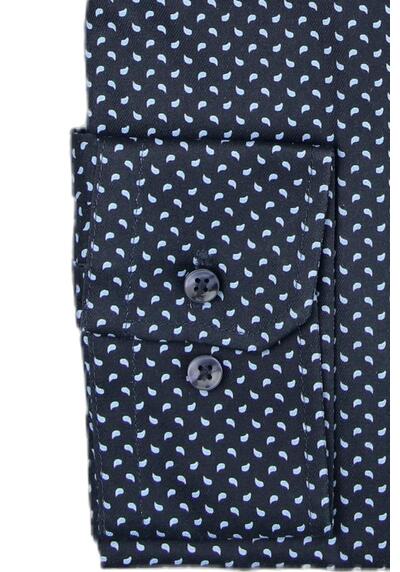 SEIDENSTICKER Regular Hemd Langarm Haifischkragen Twill Muster nachtblau