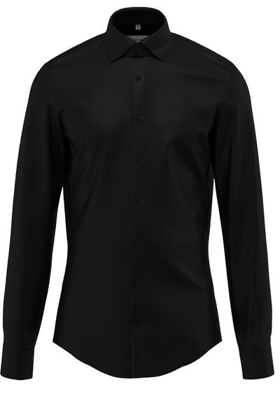 Produktbild f�r 'SEIDENSTICKER Slim Hemd Langarm New Kent Kragen Satin schwarz'