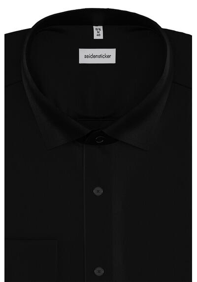 Produktbild f�r 'SEIDENSTICKER Slim Hemd Langarm New Kent Kragen Satin schwarz'