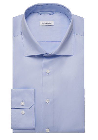 SEIDENSTICKER Regular Hemd Langarm New Kent Kragen Satin hellblau
