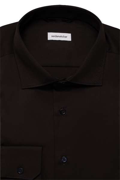 Produktbild f�r 'SEIDENSTICKER Regular Hemd Langarm New Kent Kragen Satin schwarz'