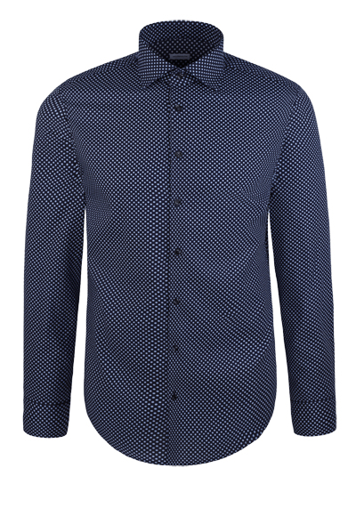 Produktbild f�r 'SEIDENSTICKER Slim Hemd extra langer Arm New Kent Kragen Muster blau'
