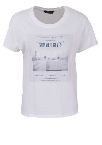 SET Kurzarm T-Shirt Rundhals Front-Statement-Print reine Baumwolle wei