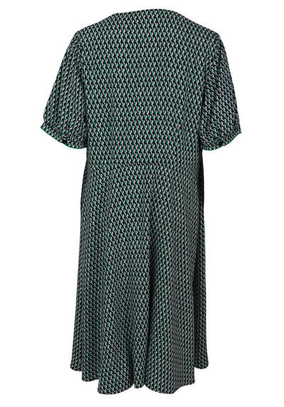 TOMMY HILFIGER Curve Midi Kleid Kurzarm V-Ausschnitt Muster Grn