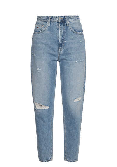 TOMMY JEANS Tapered Jeans HEMP Ultra-High-Rise Used Destroy mittelblau