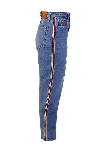 TOMMY HILFIGER Straight Jeans GRAMERCY High Waist Destroy mittelblau