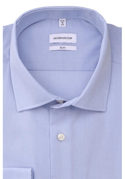 SEIDENSTICKER Slim Hemd extra langer Arm New Kent Kragen hellblau