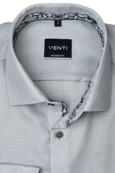 Produktbild fr 'VENTI Modern Fit Hemd super langer Arm New Kent Kragen Twill Muster grn'