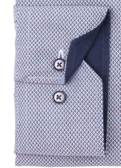 VENTI Modern Fit Hemd Langarm Button Down Kragen Muster dunkelblau