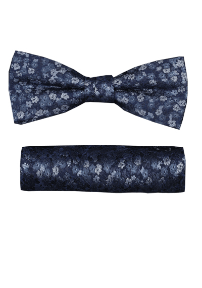 VENTI Fliege + Einstecktuch Set Muster blau