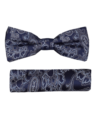 VENTI Fliege + Einstecktuch Set Muster blau